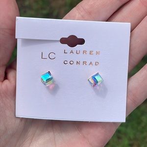 Lauren Conrad Iridescent Crystal Cube Earrings